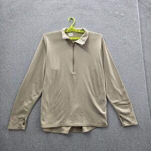 Polartec Men Sweatshirt Beige Fleece Quarter Zip Cold Weather Gen 3 Long Sleeve